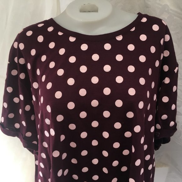 In Every Story T-Shirt Women's Size 5XL Polka Dot Purple Top Cotton Blend - Picture 1 of 11